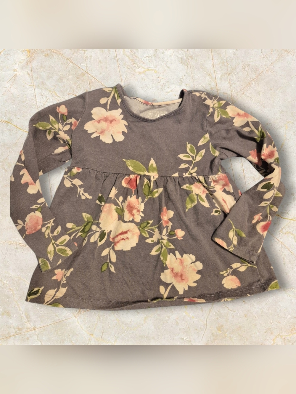 ⭐️⭐️5/$15 The Children's Place Floral Long-Sleeve Peplum Top